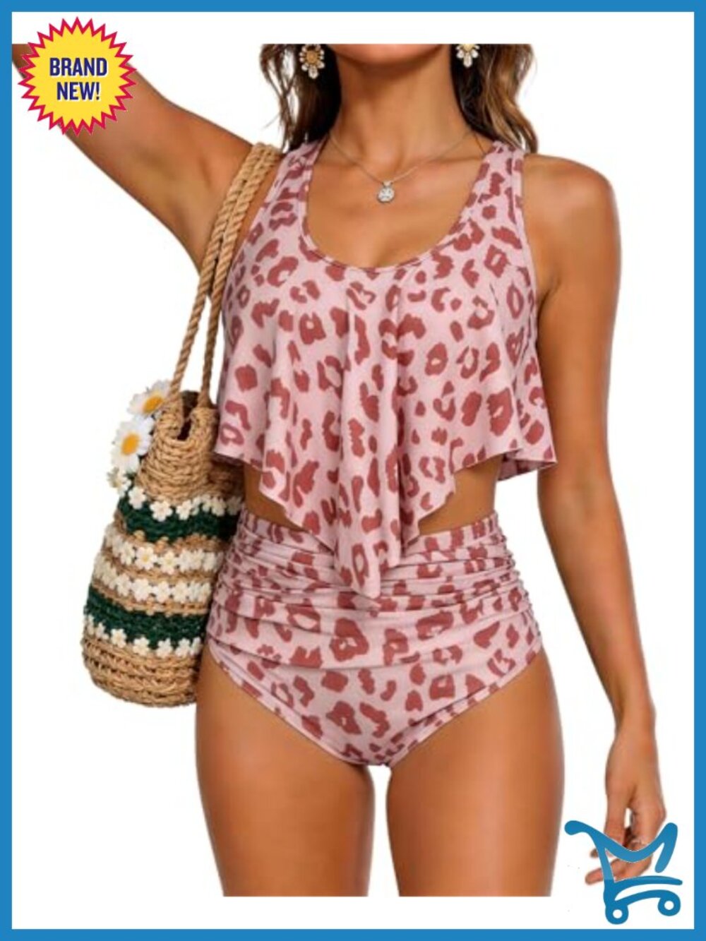 High Waisted Bikini Swimsuit Flounce Vintage 2 Piece Bathing Suit